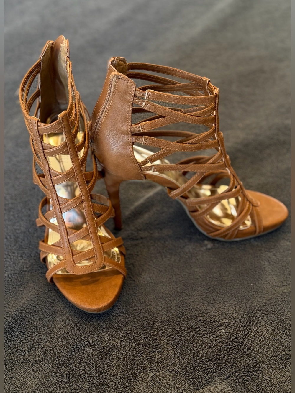 Women's Strappy High Heel Sandals - Brown